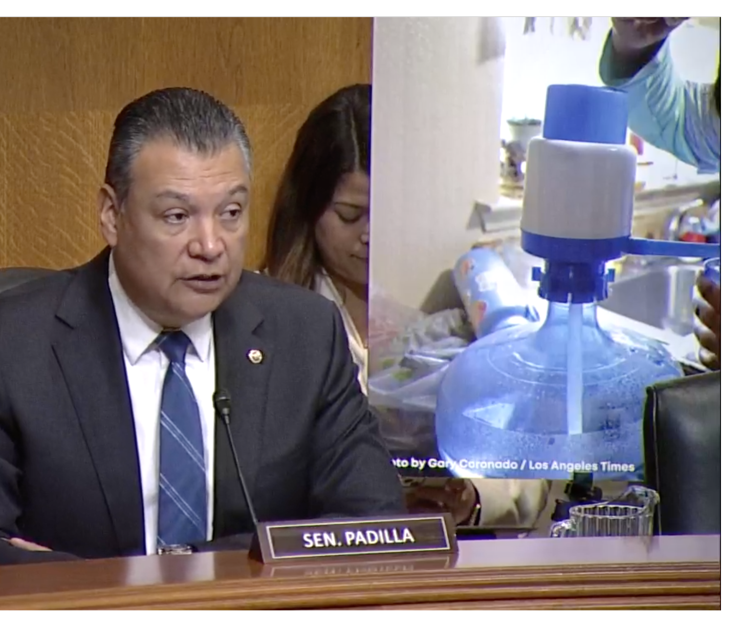 Senator Padilla speaking at water affordability hearing